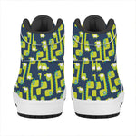 Little Green Dinosaur Pattern Print High Top Leather Sneakers