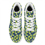 Little Green Dinosaur Pattern Print High Top Leather Sneakers