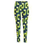Little Green Dinosaur Pattern Print High-Waisted Pocket Leggings