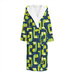 Little Green Dinosaur Pattern Print Hooded Bathrobe