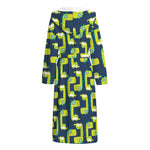 Little Green Dinosaur Pattern Print Hooded Bathrobe