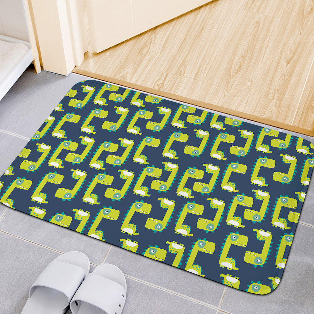 Little Green Dinosaur Pattern Print Indoor Door Mat