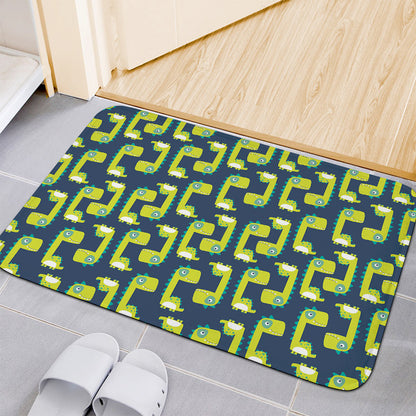 Little Green Dinosaur Pattern Print Indoor Door Mat