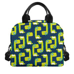 Little Green Dinosaur Pattern Print Insulated Lunch Bag