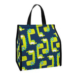 Little Green Dinosaur Pattern Print Insulated Lunch Tote
