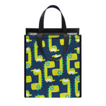 Little Green Dinosaur Pattern Print Insulated Lunch Tote