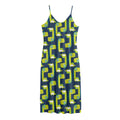 Little Green Dinosaur Pattern Print Jersey Midi Cami Dress