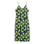 Little Green Dinosaur Pattern Print Jersey Midi Cami Dress