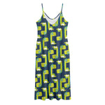 Little Green Dinosaur Pattern Print Jersey Midi Cami Dress