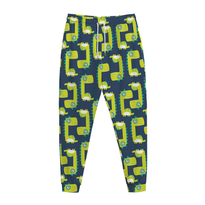 Little Green Dinosaur Pattern Print Jogger Pants