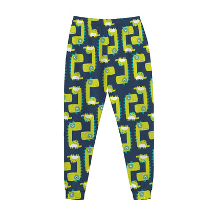 Little Green Dinosaur Pattern Print Jogger Pants
