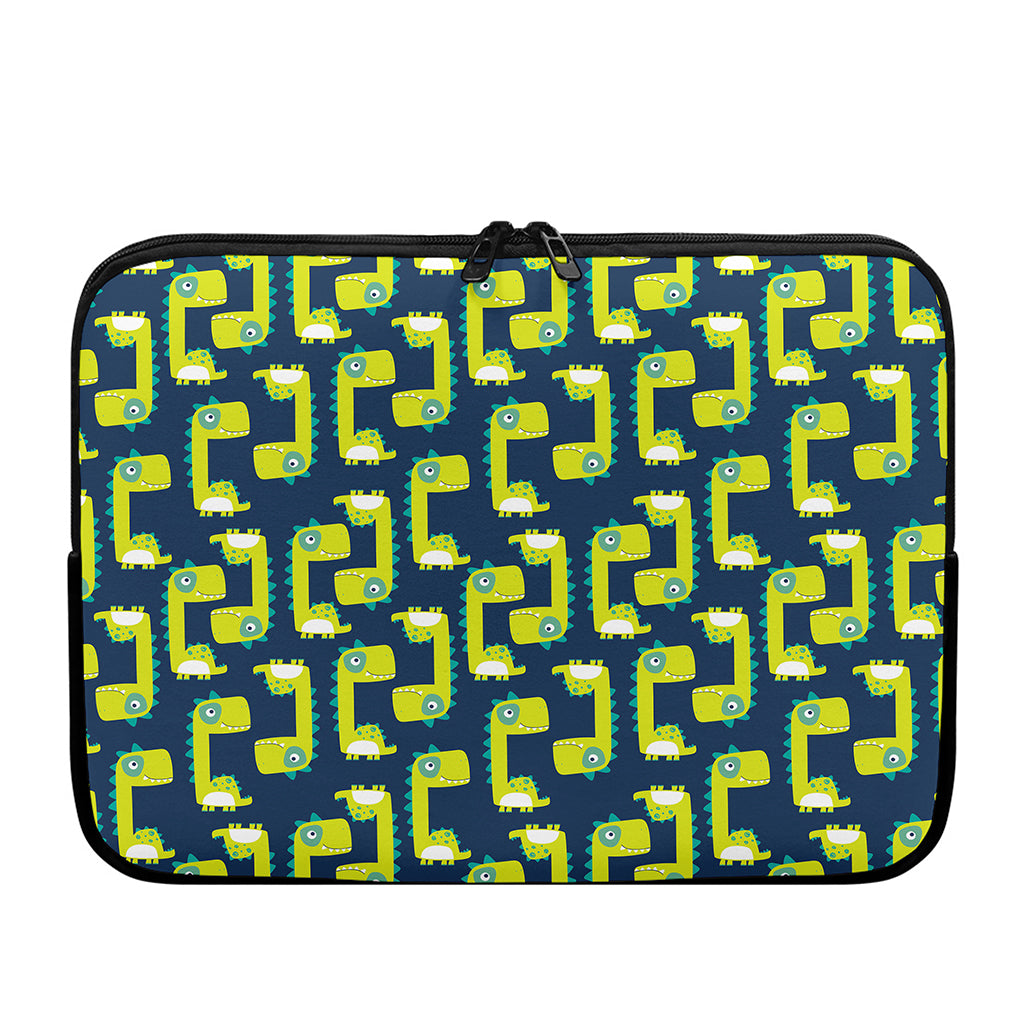 Little Green Dinosaur Pattern Print Laptop Sleeve