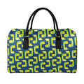 Little Green Dinosaur Pattern Print Leather Duffel Bag