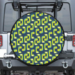 Little Green Dinosaur Pattern Print Leather Spare Tire Cover