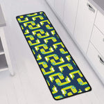 Little Green Dinosaur Pattern Print Long Kitchen Mat