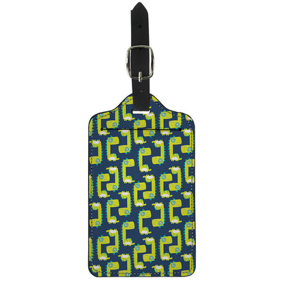Little Green Dinosaur Pattern Print Luggage Tag