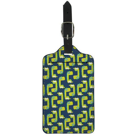 Little Green Dinosaur Pattern Print Luggage Tag