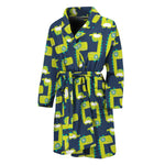 Little Green Dinosaur Pattern Print Men's Bathrobe