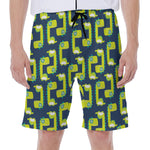 Little Green Dinosaur Pattern Print Men's Beach Shorts