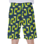Little Green Dinosaur Pattern Print Men's Beach Shorts