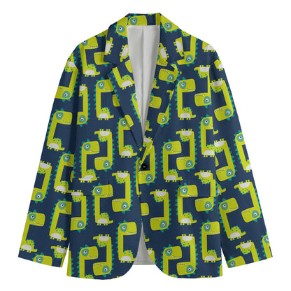 Little Green Dinosaur Pattern Print Men's Blazer