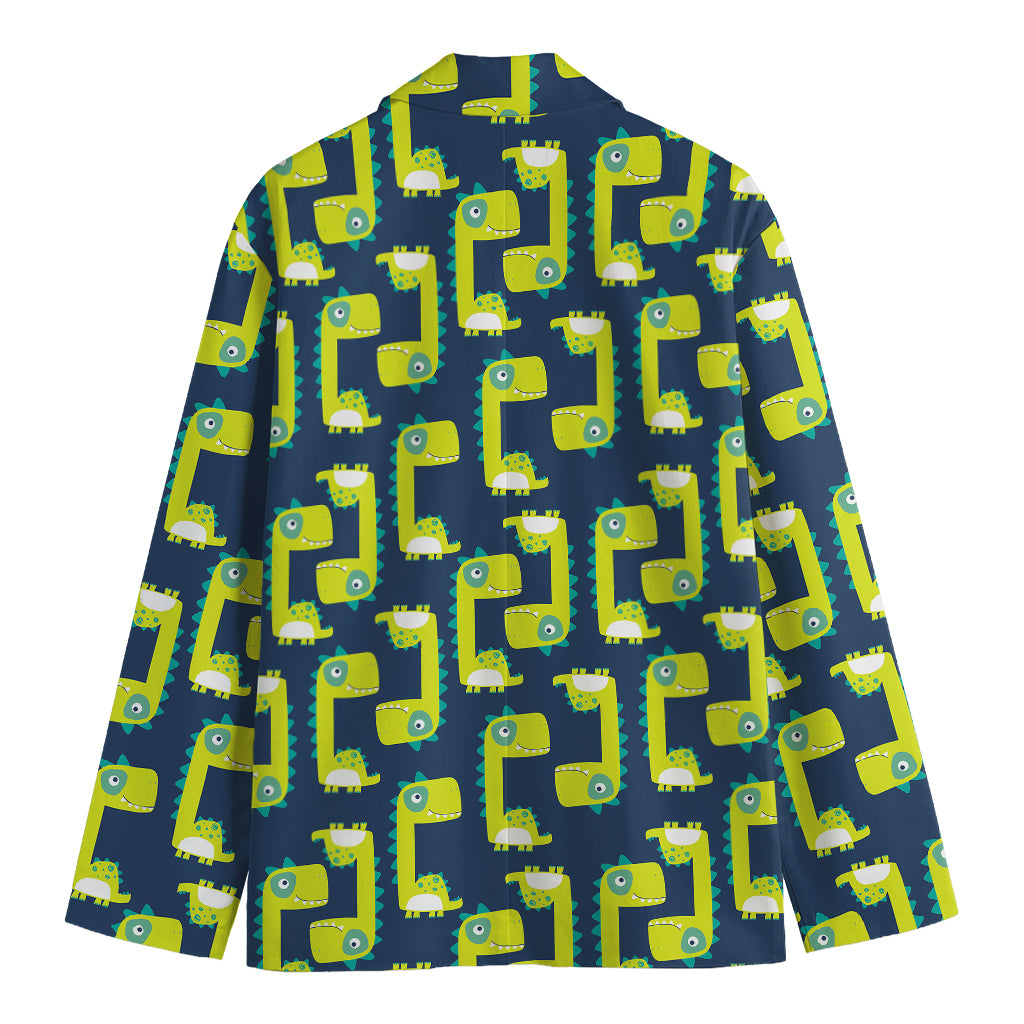 Little Green Dinosaur Pattern Print Men's Blazer