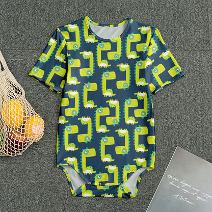 Little Green Dinosaur Pattern Print Men's Bodysuit