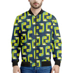 Little Green Dinosaur Pattern Print Men's Bomber Jacket