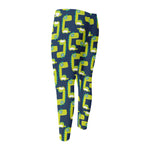 Little Green Dinosaur Pattern Print Men's Compression Pants