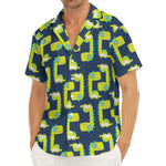 Little Green Dinosaur Pattern Print Men's Deep V-Neck Shirt