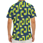 Little Green Dinosaur Pattern Print Men's Deep V-Neck Shirt