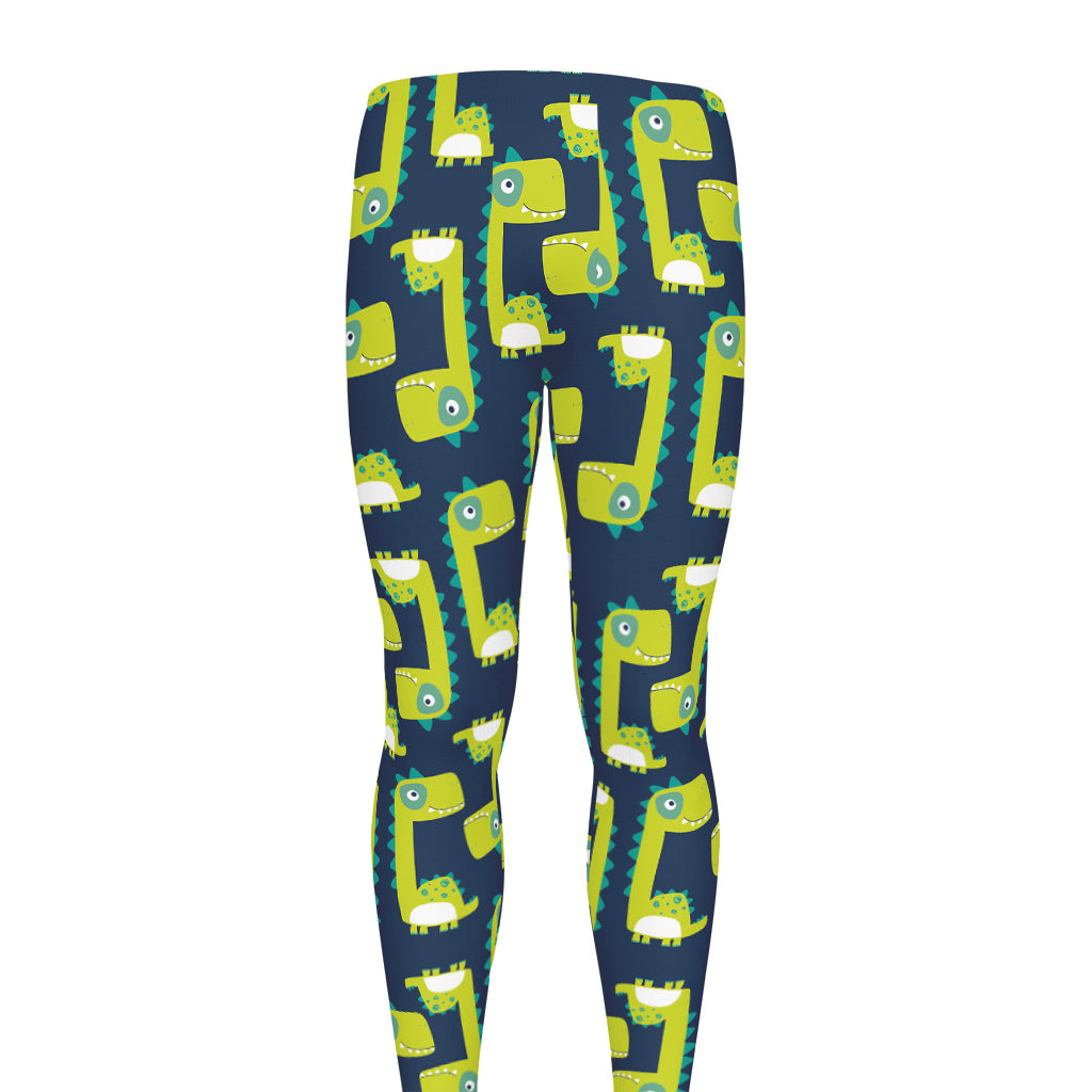 Little Green Dinosaur Pattern Print Men's leggings