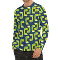 Little Green Dinosaur Pattern Print Men's Long Sleeve Rash Guard