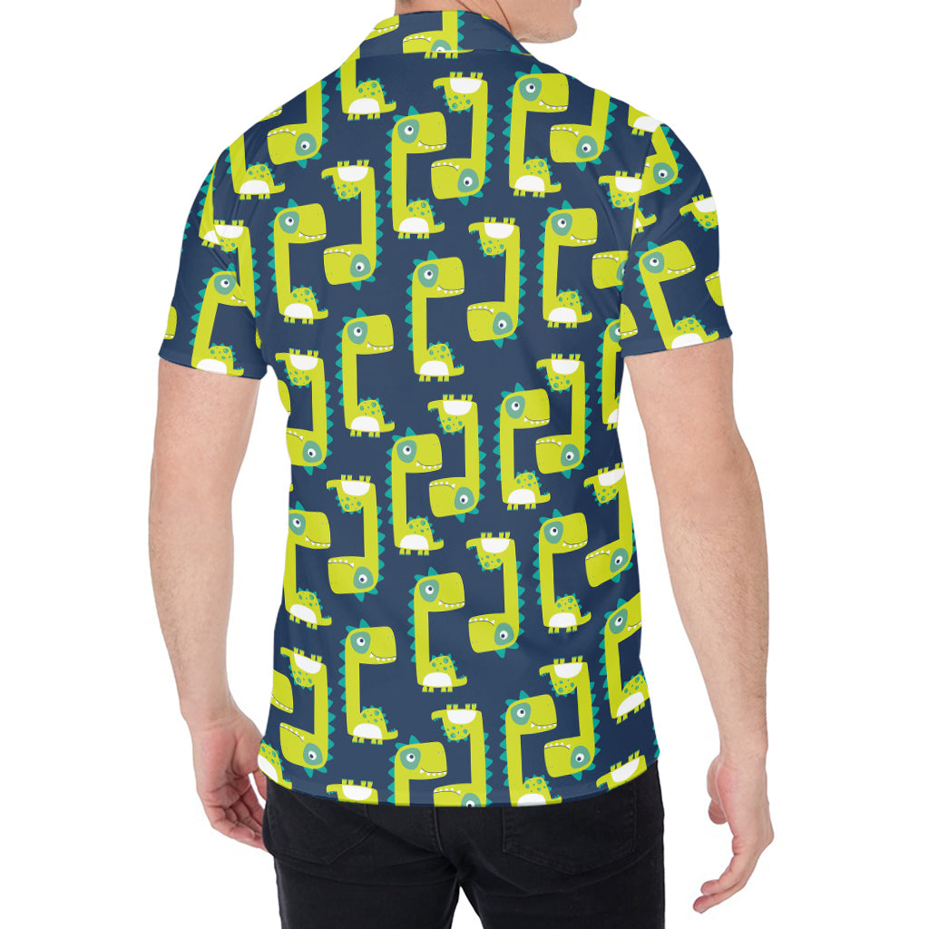 Little Green Dinosaur Pattern Print Men's Shirt
