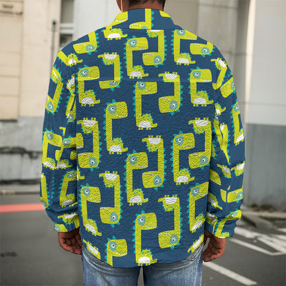 Little Green Dinosaur Pattern Print Men's Shirt Jacket