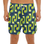 Little Green Dinosaur Pattern Print Men's Split Running Shorts