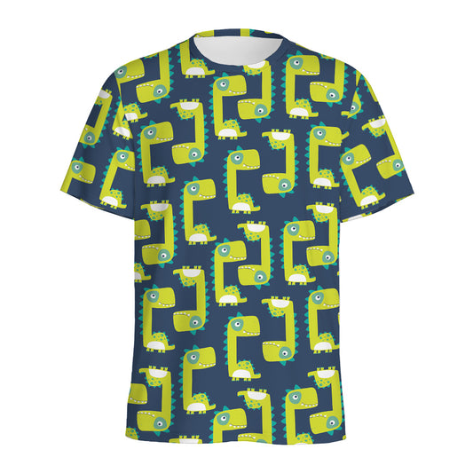Little Green Dinosaur Pattern Print Men's Sports T-Shirt