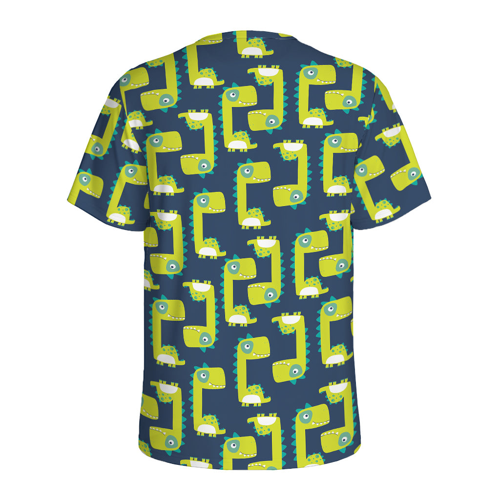 Little Green Dinosaur Pattern Print Men's Sports T-Shirt