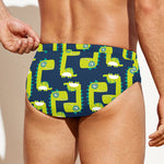 Little Green Dinosaur Pattern Print Men's Swim Briefs