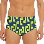 Little Green Dinosaur Pattern Print Men's Triangle Swim Briefs