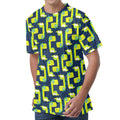 Little Green Dinosaur Pattern Print Men's Velvet T-Shirt