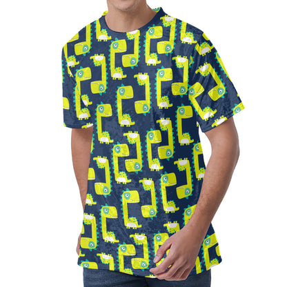 Little Green Dinosaur Pattern Print Men's Velvet T-Shirt