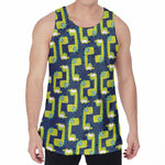 Little Green Dinosaur Pattern Print Men's Velvet Tank Top