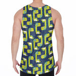 Little Green Dinosaur Pattern Print Men's Velvet Tank Top