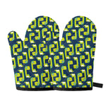 Little Green Dinosaur Pattern Print Oven Mitts
