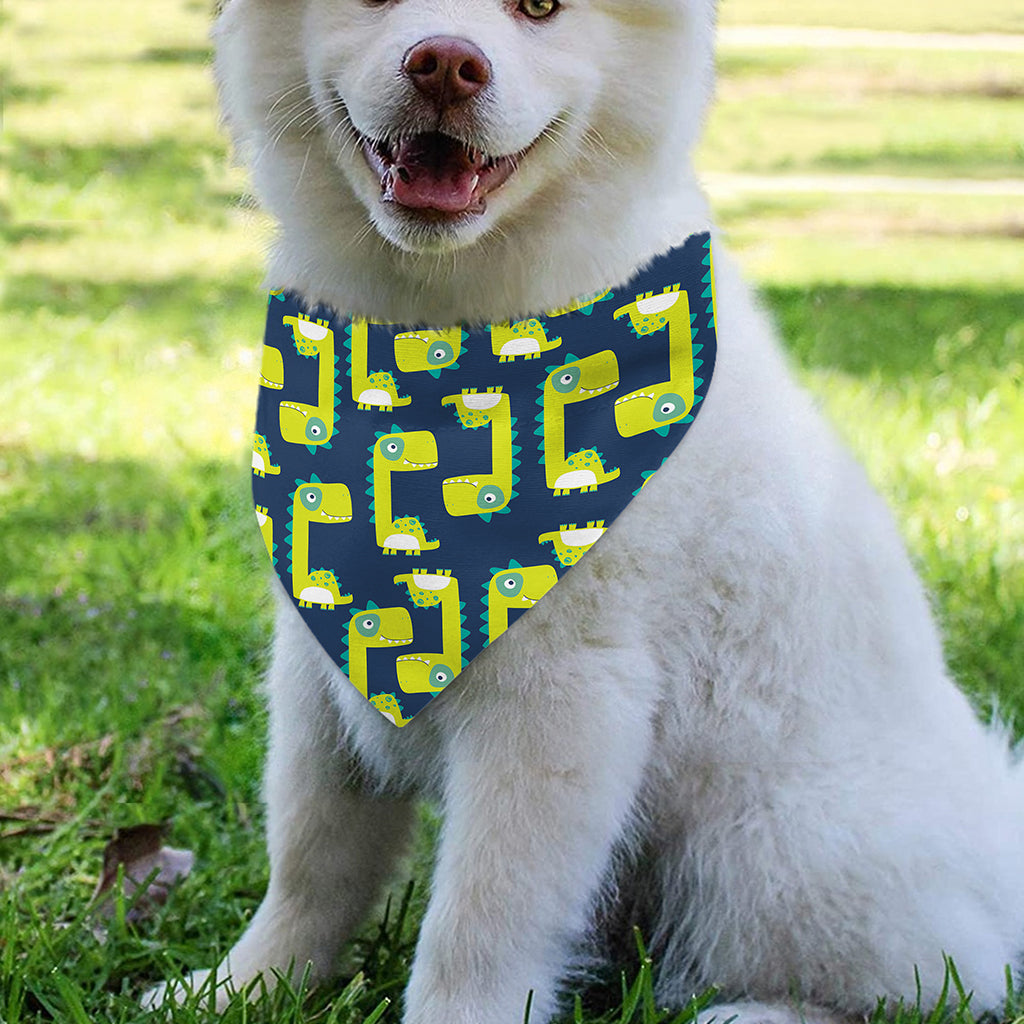 Little Green Dinosaur Pattern Print Over The Collar Dog Bandana
