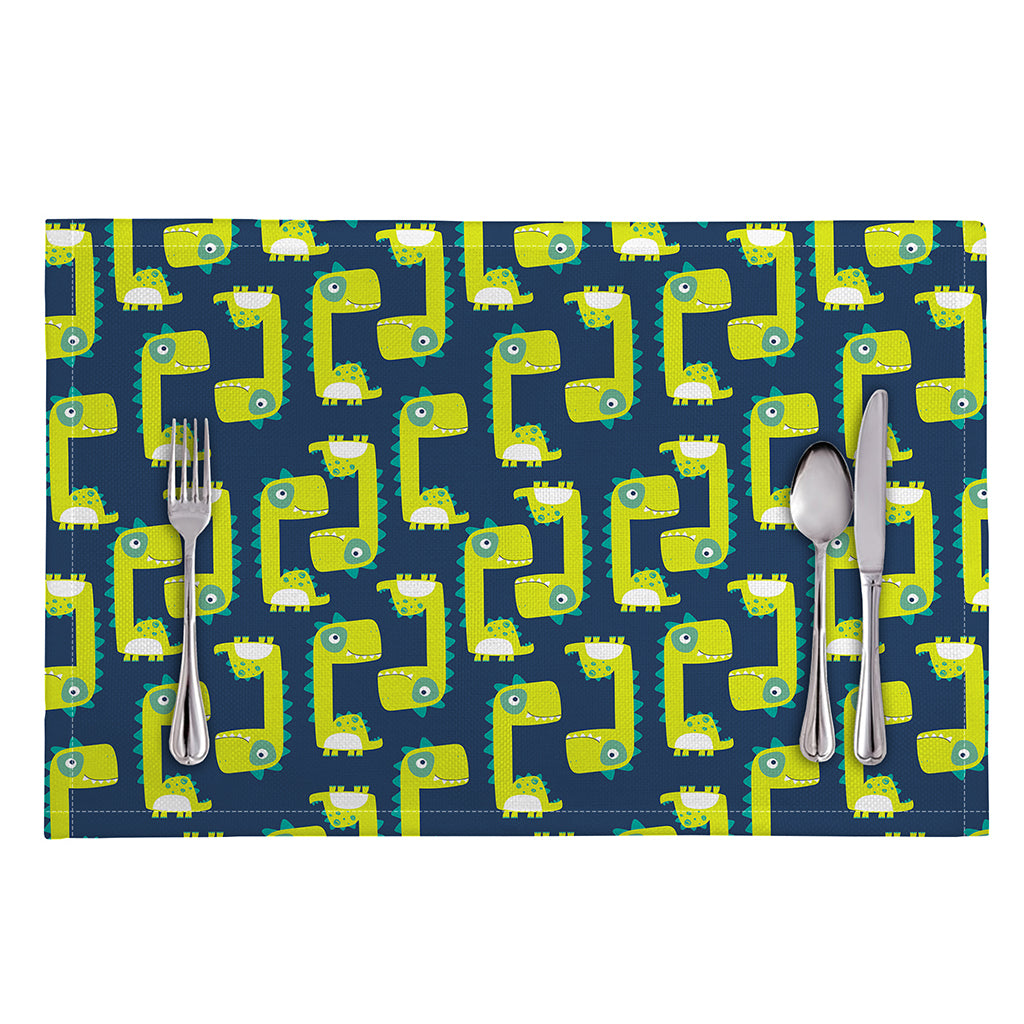 Little Green Dinosaur Pattern Print Placemat