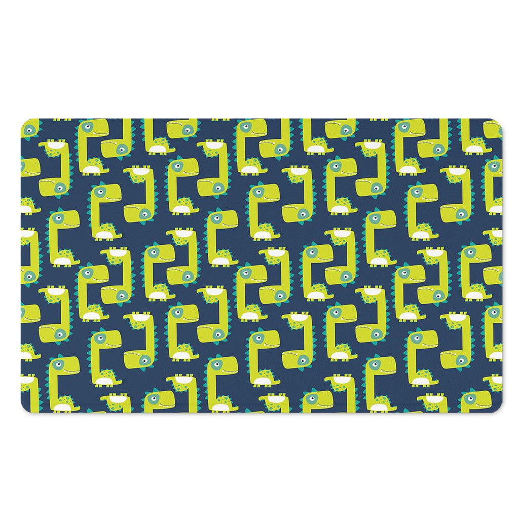 Little Green Dinosaur Pattern Print Polyester Doormat