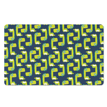 Little Green Dinosaur Pattern Print Polyester Doormat