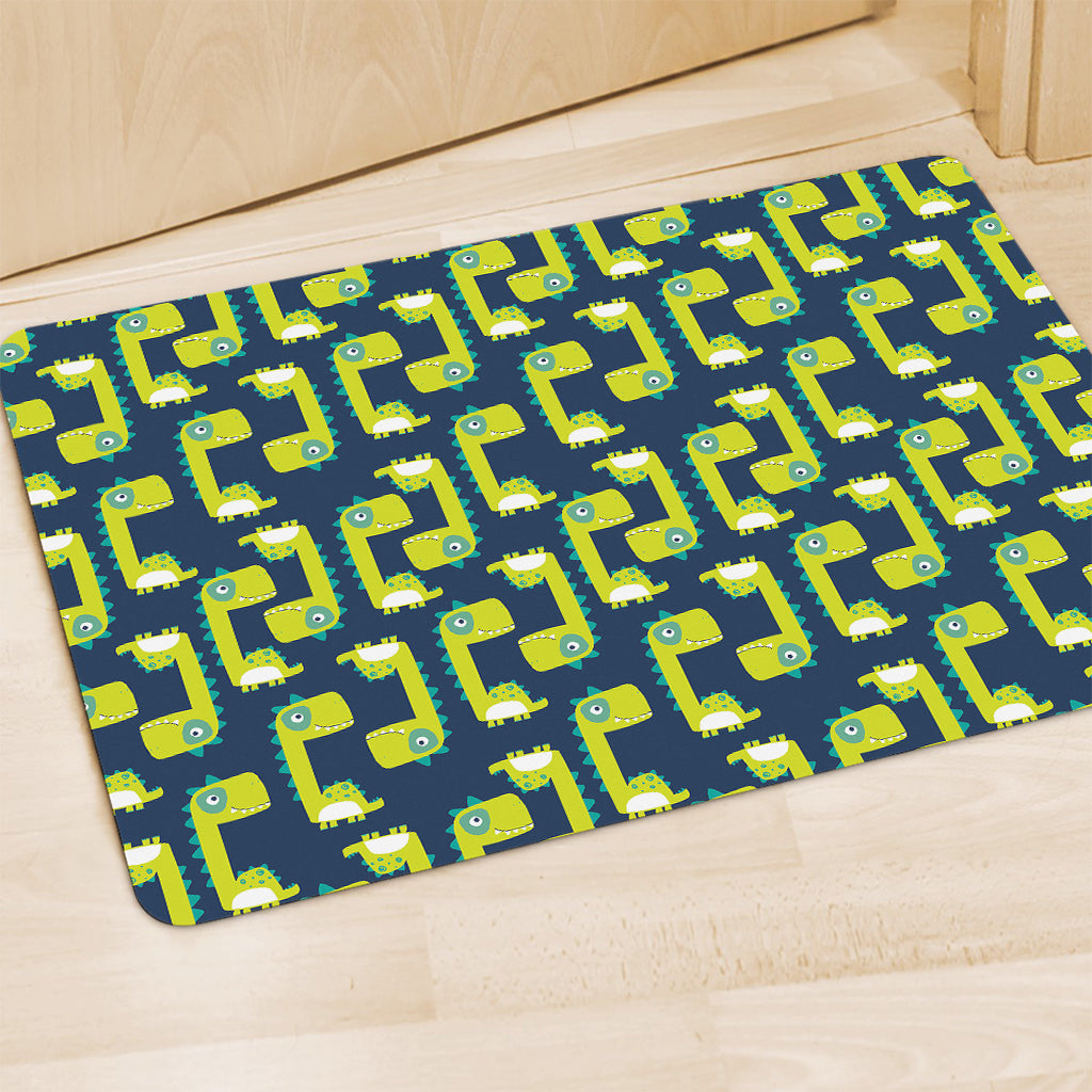 Little Green Dinosaur Pattern Print Polyester Doormat